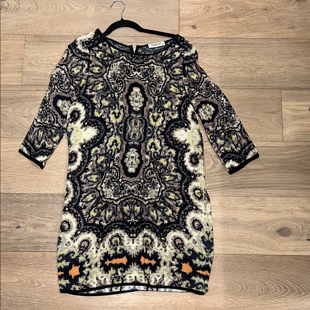 Patterned Black and Cream Dress